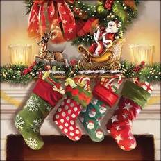 Festprodukter Ambiente 4 lunch paper napkins for decoupage, party, table, christmas, hanging stockings