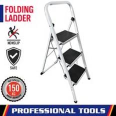 Briefness Foldable 3 Step Ladders Non Slip Mat Tread Folding Steel Ladder Used Kitchen DIY