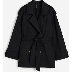 H&M Women Coats H&M Short Trench Coat Black