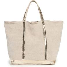 Vanessa Bruno Bolso tote XL de lino y lentejuelas Beige Verde