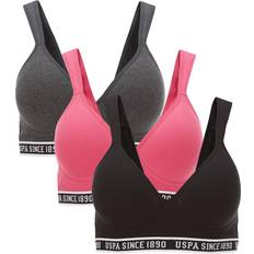 Bras U.S. Polo Assn. Womens Sport Bras Multi-Pack Wireless T-Shirt Bras for Women Bras for Women No Underwire Black, 1X-Large