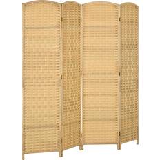 Room Dividers Homcom 4 Panel Screen, Hand-Woven Room Divider