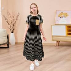 M Dresses Shein GORLYA Tween Girl Loose Casual Short Sleeve Dress Suitable For Casual Outdoor Activities Beach Street Holiday Party And Gathering