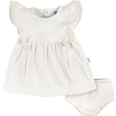 Children's Clothing Gerber Baby Girls Cotton Dress and Diaper Cover Set, Ivory, Months