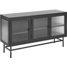 Vetro Madie Beliani Credenza Metallo Nero 115 x 35 cm Madia