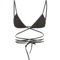 Gold Bikini Tops Palm Angels "Criss Cross" Lurex Bikini Top