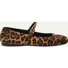 Prada Women Ballerinas Prada Leopard Mary Jane Ballerina Flats MIELE