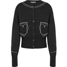 Damen - Straight Cardigans Moschino Cardigan - Dark Grey/White