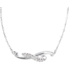 9k Necklaces Jewelco London 9ct white gold round 5pts diamond twist lavalier necklace