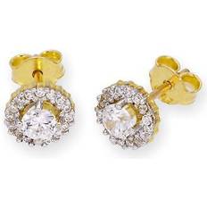 Jewellerybox 9ct gold & clear cz crystal stud earrings studs