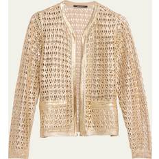 Or Cardigans Kobi Halperin Eve Metallic Open-Stitch Cardigan Sweater GOLD X-LARGE