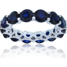 Macy's Men Rings Macy's Lab Grown Blue Spinel Eternity Band in Rhodium Plated Sterling Silver Blue