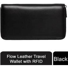 Flow leather travel wallet with rfid - black