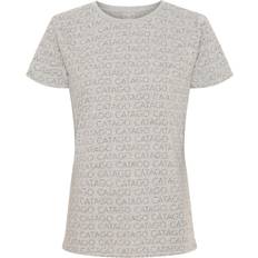 Timo T-shirt Med Logga På Ärmarna - Grey Melange