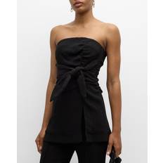 Polyamide Blouses Ganni Strapless Stretch-Crepe Top BLACK 42 FR 10 US