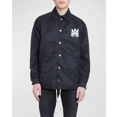 Amiri Outerwear Amiri Mens Black Coach Brand-print Shell Jacket