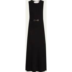 Black - Knitted Dresses Gabriela Hearst Meier Cashmere-Blend Ribbed Knit Maxi Dress with Belt BLACK X-SMALL