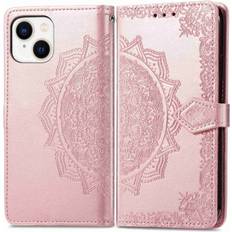 Skalo iPhone 14 Mandala Flip Cover Rosa guld