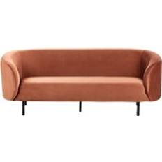 3 Seater - Orange Sofas Beliani 3 Curved Modern Art Deco Velvet Sofa 3 Seater