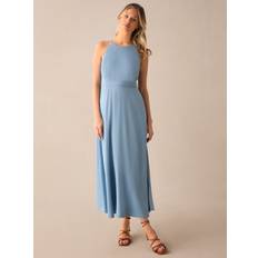 Midi Dresses - Tencel Ro&Zo Halterneck Midi Dress, Blue