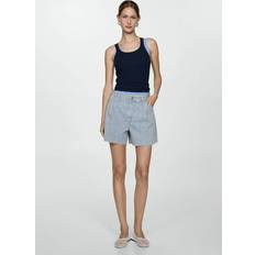 Mango Women Shorts Mango Stripe-print denim shorts blue Woman Blue