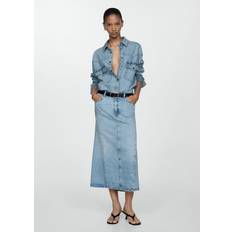 Mango Clothing Mango Slit Denim Skirt - Medium Blue