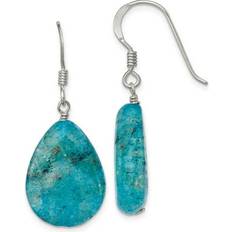 Blue - Unisex Earrings FB Jewels Sold by: Sterling Silver Crack Aventurine Turquoise Tear Drop Earrings