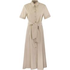 Abito midi - Bianco Vestiti Woolrich Beige Belted Poplin Shirt Dress