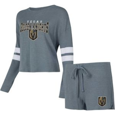 Black Pajamas Concepts Sport Women's Charcoal Vegas Golden Knights Meadow�Long Sleeve T-Shirt & Sleep Set