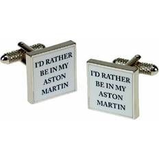 Silver Plated Cufflinks Onyx I'd rather be in my aston martin cufflinks ck682