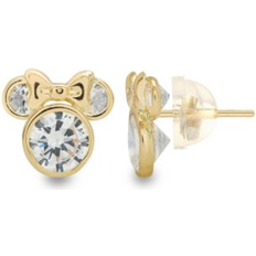 Disney Women Earrings Disney Children's Cubic Zirconia Minnie Mouse Stud Earrings in 14k Gold Yellow Gold