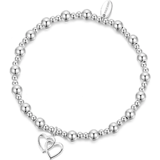 Silver Plated Bracelets Philip Jones Heart link beaded stretch bracelet