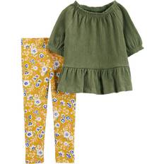 Green Children's Clothing Carter's Peplum Top & Floral Legging Set 2-piece - Green/Yellow