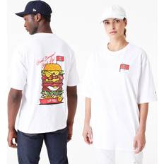 Bekleidung New Era Hvid grafisk unisex-T-shirt med hamburger