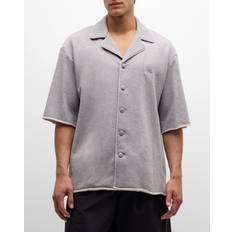 Balmain Man Overhemden Balmain logo-embroidered cotton shirt men Cotton Grey