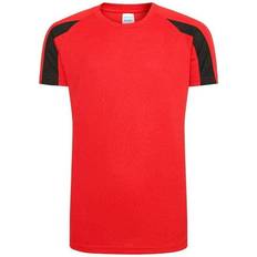 Cool Childrens Contrast Moisture Wicking T-Shirt - Fire Red Jet Black