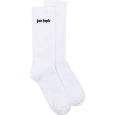 Palm Angels Men Socks Palm Angels Logo Embroidered Cotton Socks - Black