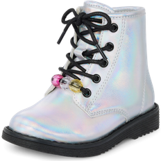 Boots The Children's Place Toddler Girls Holographic Beaded Up Booties 6T Metallic 100% Faux