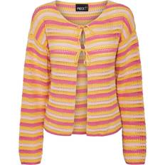 Amarillo Cárdigans Pieces Strickjacke 'PCARLEA' gelb pink pastellpink