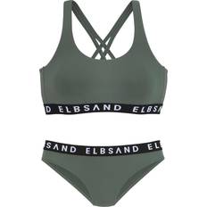 B Bikiniset Elbsand Bikini-set Grün Unifarben für Damen 38A/B