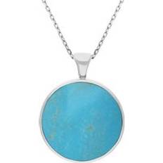 White Gold - Women Necklaces C. W. Sellors 9ct White Gold Whitby Jet Turquoise Double Sided Round Fob Necklace White Gold