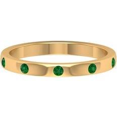 Solitaire Rings - Unisex Rosec Jewels Sold by: LLC, Flush Set Created Emerald Unisex Band Ring 14K Yellow Gold 12.00