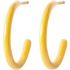 LULU Copenhagen Color Hoops Earrings Yellow yellow gold plated brass enamel coated Yellow/Yellow
