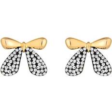 MOOD Black And Crystal Mini Bow Stud Earrings