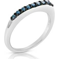 Vir Jewels 1/4 Cttw Blue Diamond Ring Wedding Band .925 Sterling Silver Prong Set Round Grey