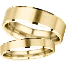 D Shape Heavy Polished Chamfered Edges With Matt Centre Wedding Ring - Gold