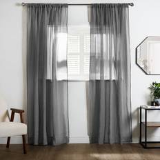 Grey - Transparent Curtains OHS Linen Look Slot 139.7x221cm