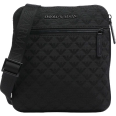 Black - Men Handbags Armani Omnia Jacquard Crossbody Bag - Black