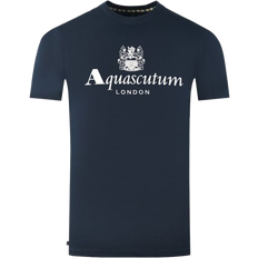 Aquascutum T-shirts Aquascutum London Aldis Brand Logo T-shirt - Navy Blue