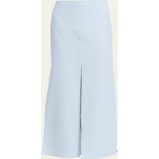 Ferragamo Women Skirts Ferragamo Wool Silk Slit Midi Skirt LIGHT BLUE 44 IT 10 US